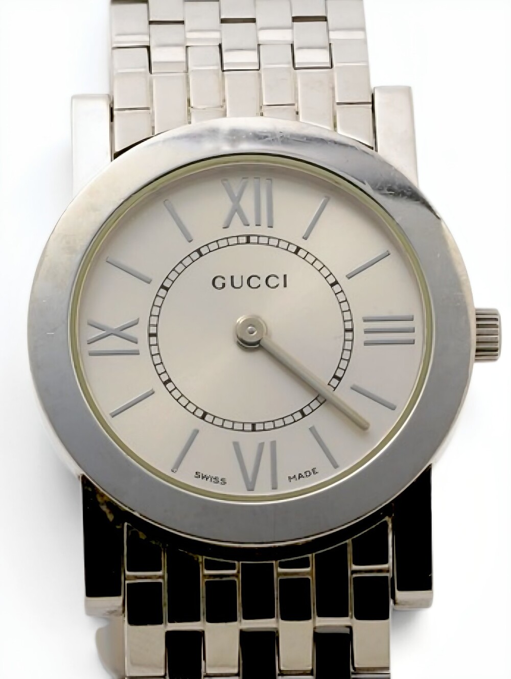 Gucci Watch Silver-Tone Stainless Steel Roman Dial Swiss Made